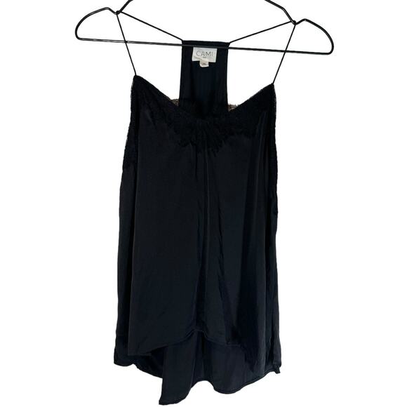 Black CAMI NYC Racer Back Lace Trimmed Silk Charmeuse Cami XS - Picture 5 of 10